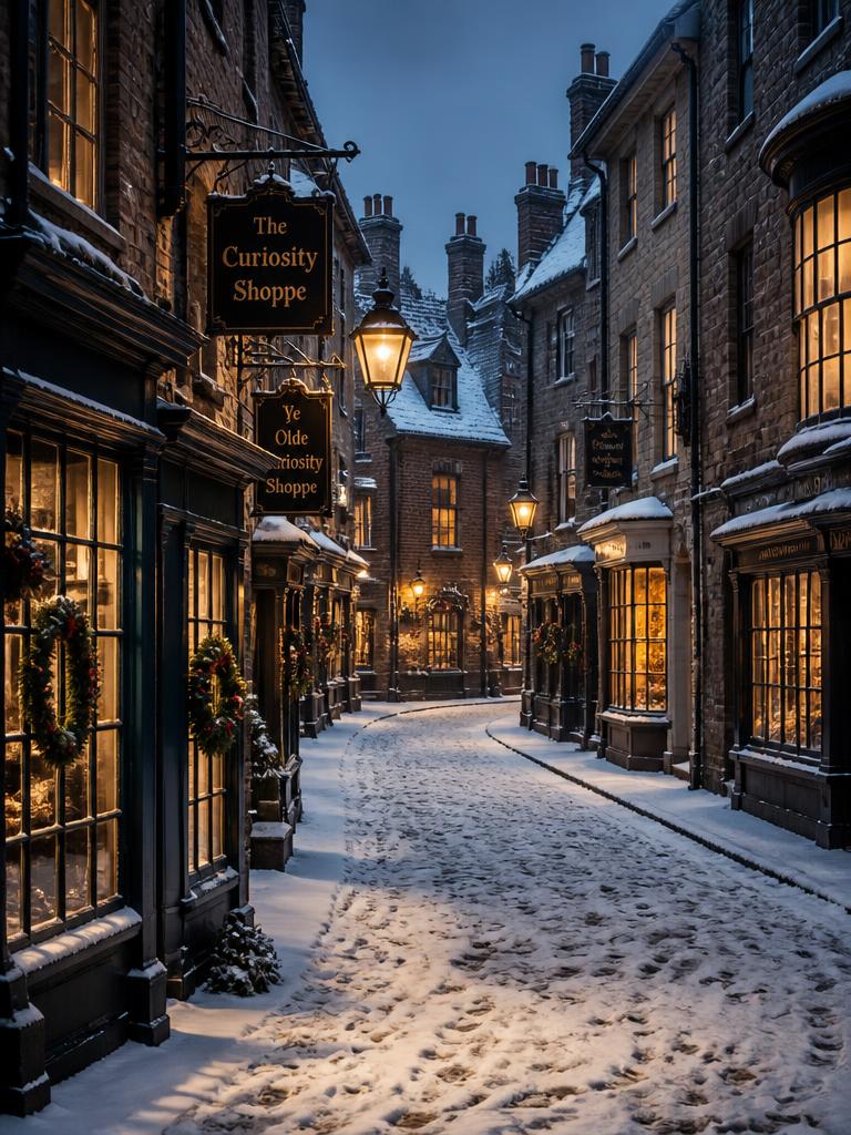 Snowy Village Street